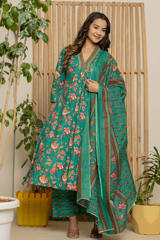 Green Dupatta Set