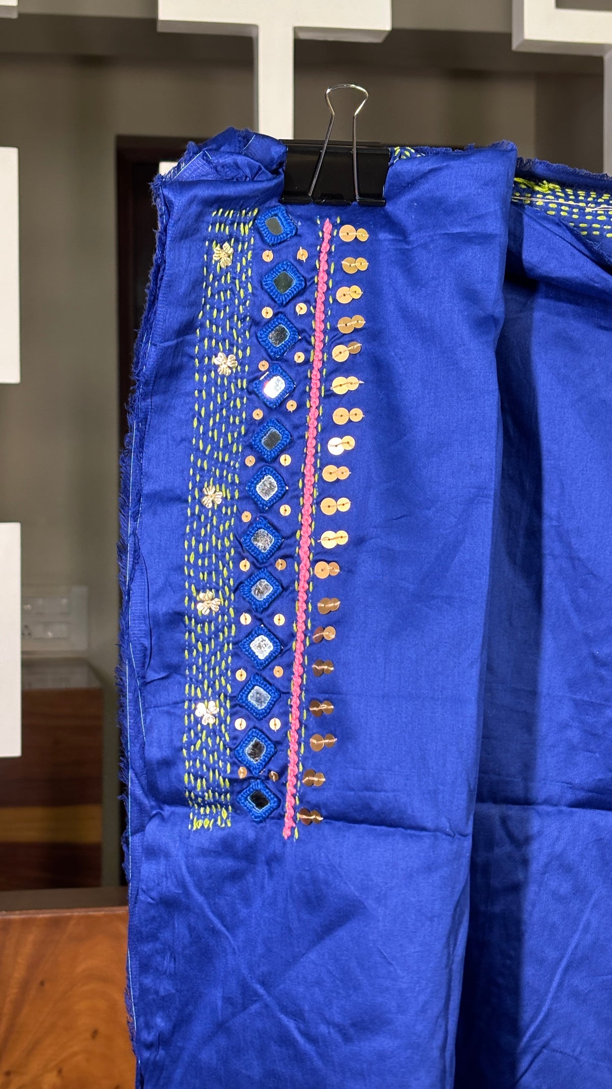 Blue Handmade Unstitched Kurta Pant Set