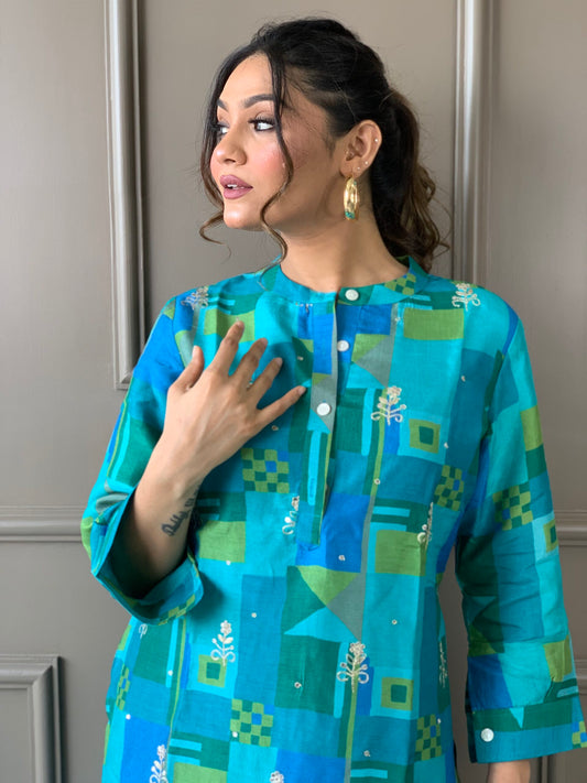 Blue Gotta Patti Silk co ord set