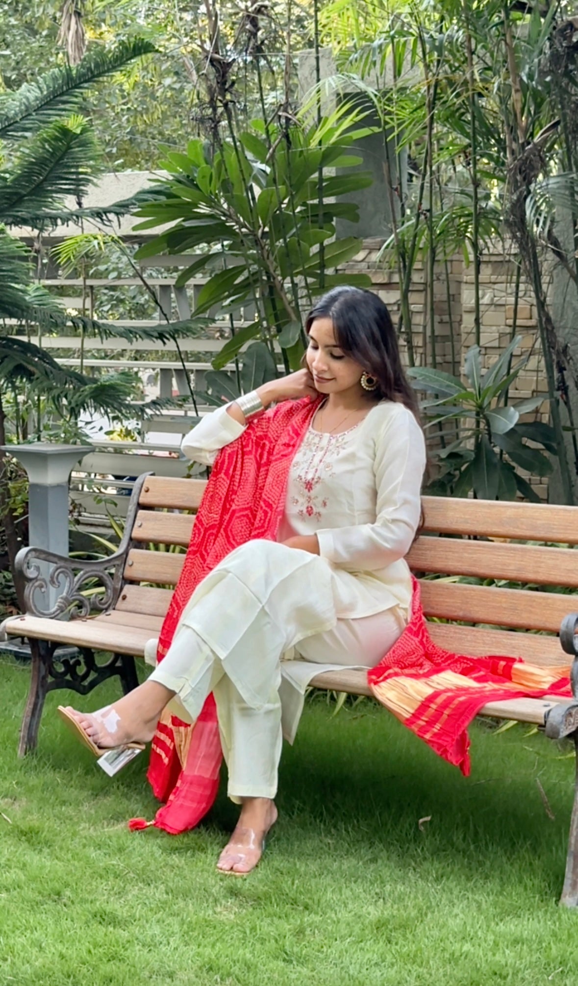 White Gajji Silk Dupatta set