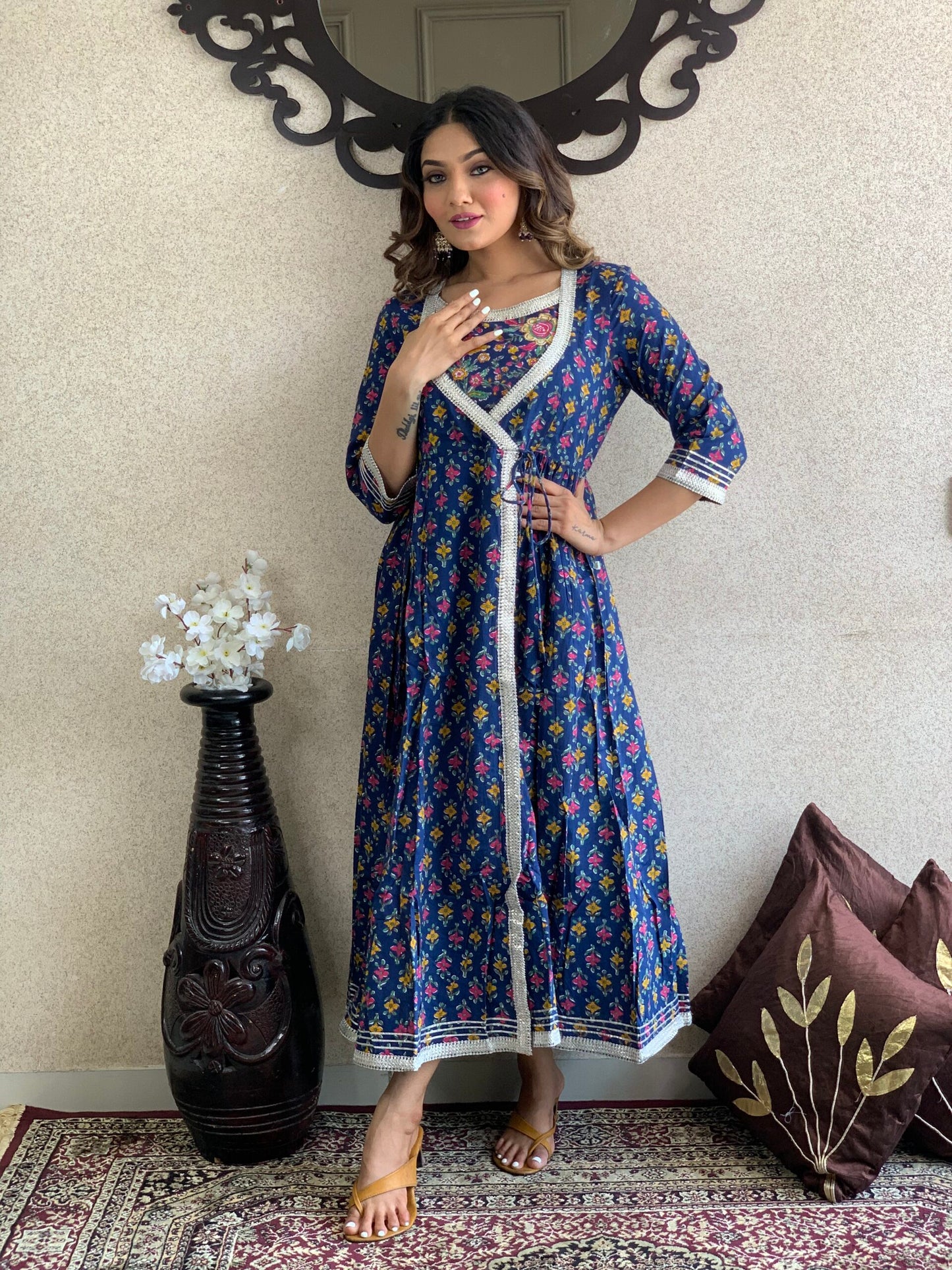 Blue Cotton Long Dress