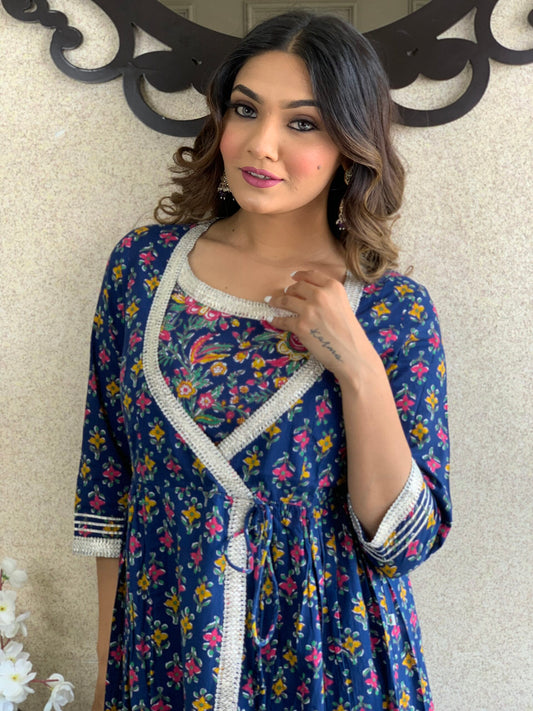 Blue Cotton Long Dress