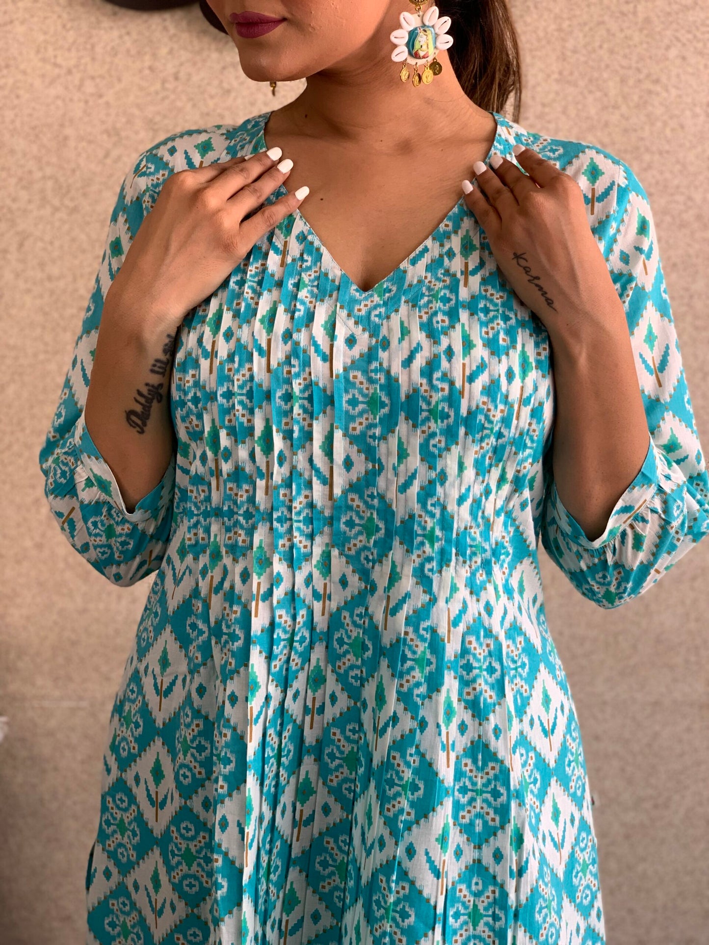 Firozi Cotton Kurta Set