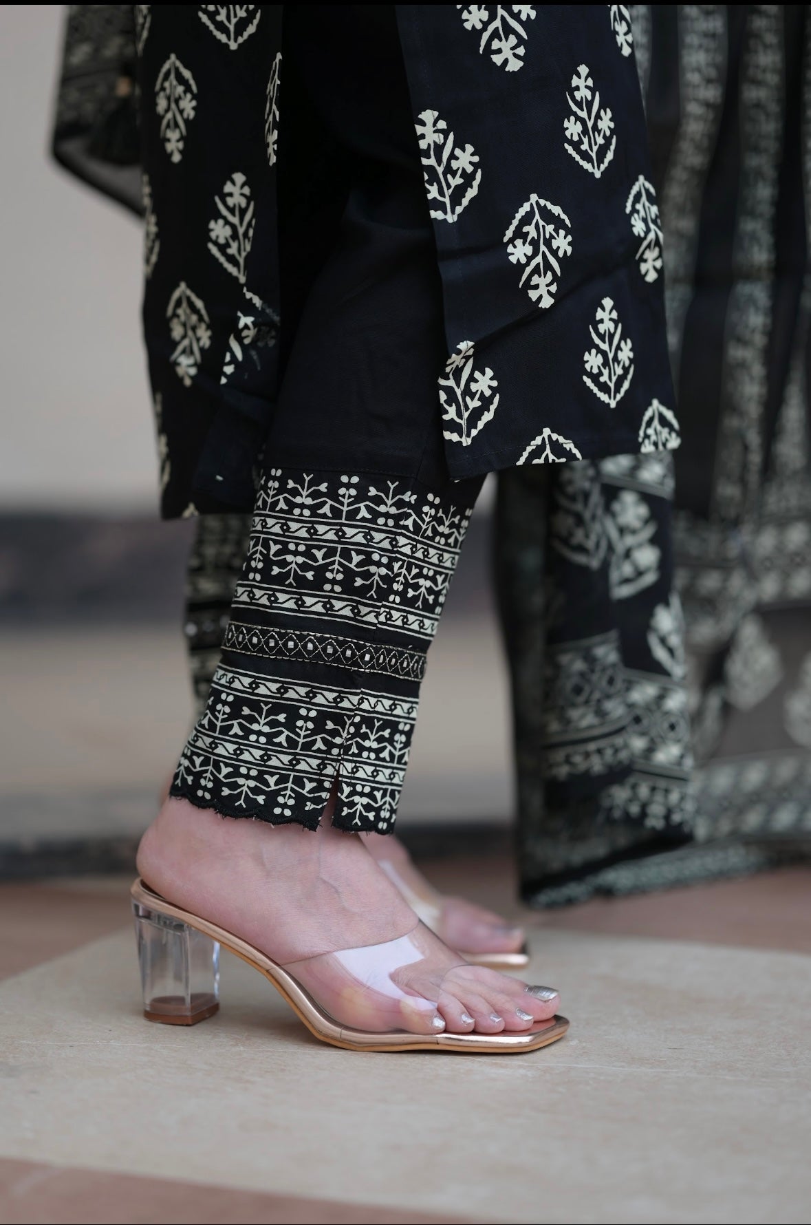 Black Cotton Dupatta set