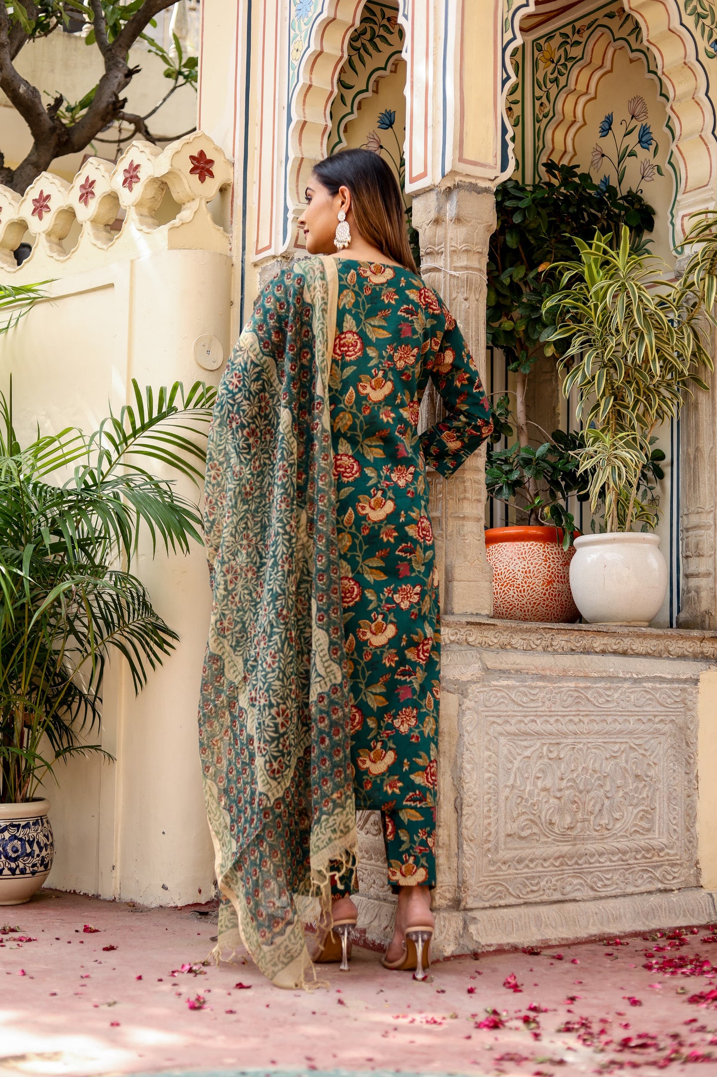 Green Kota Doriya Dupatta Set