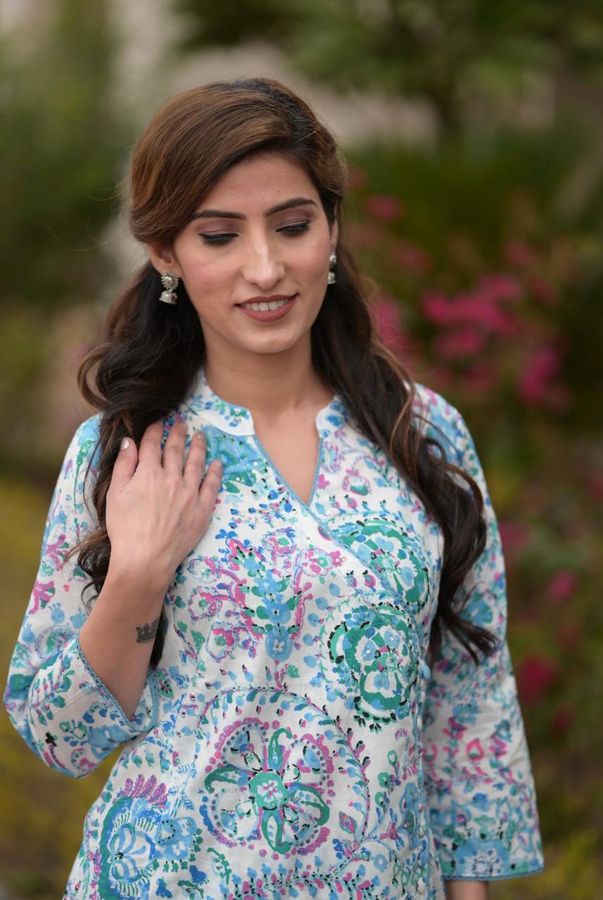 Blue Cotton Kurta Pant Set