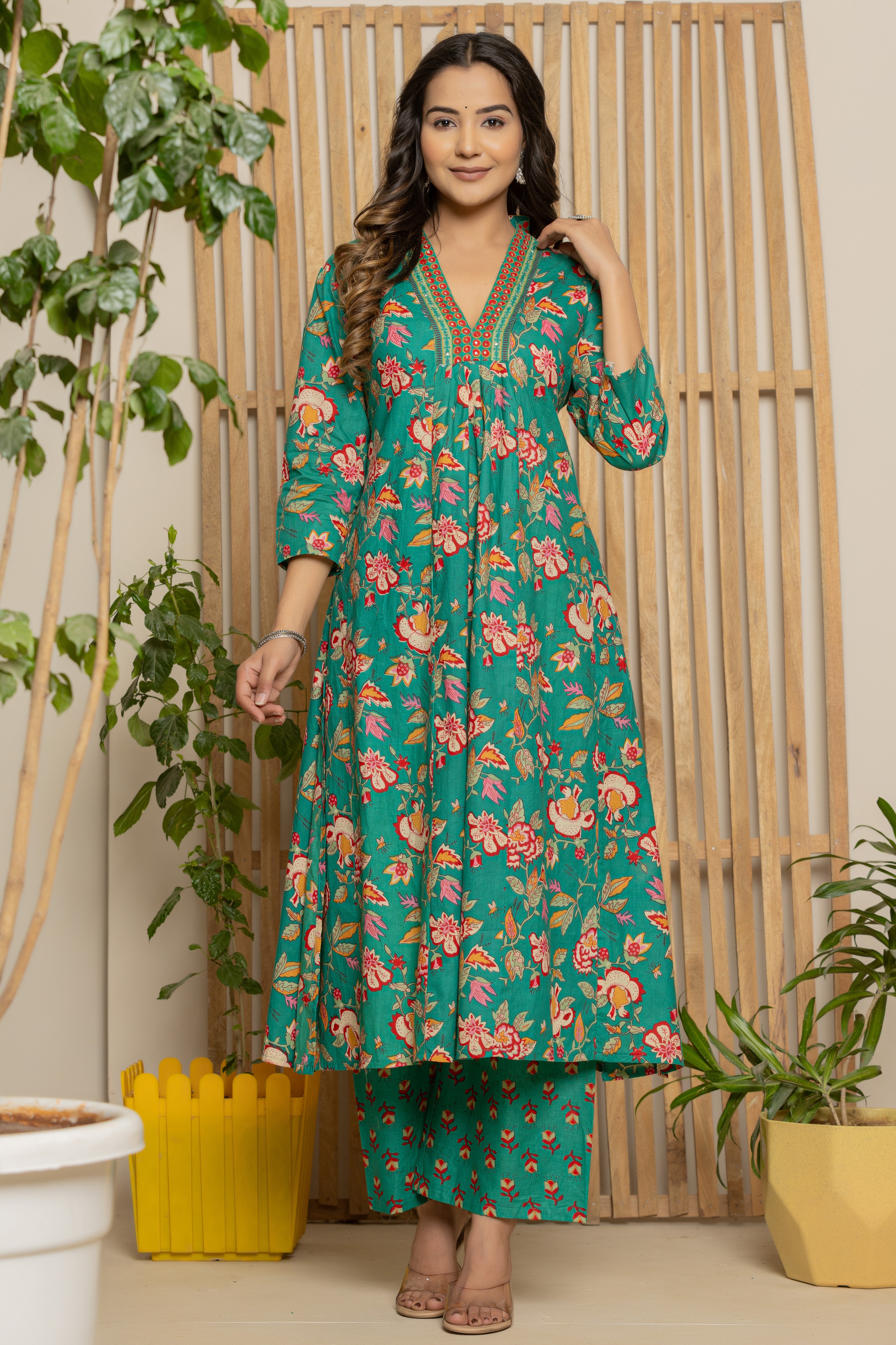 Green Dupatta Set