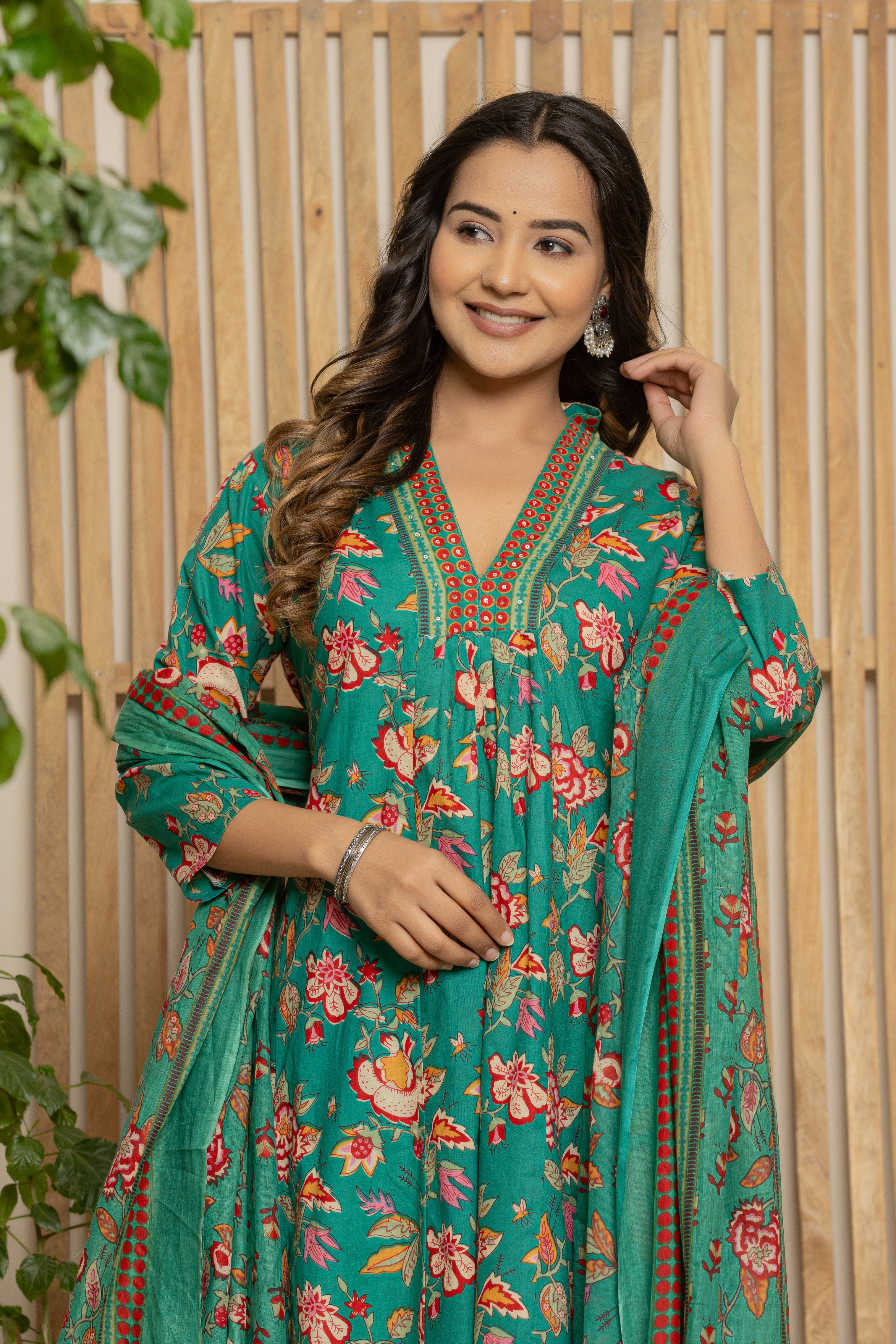 Green Dupatta Set