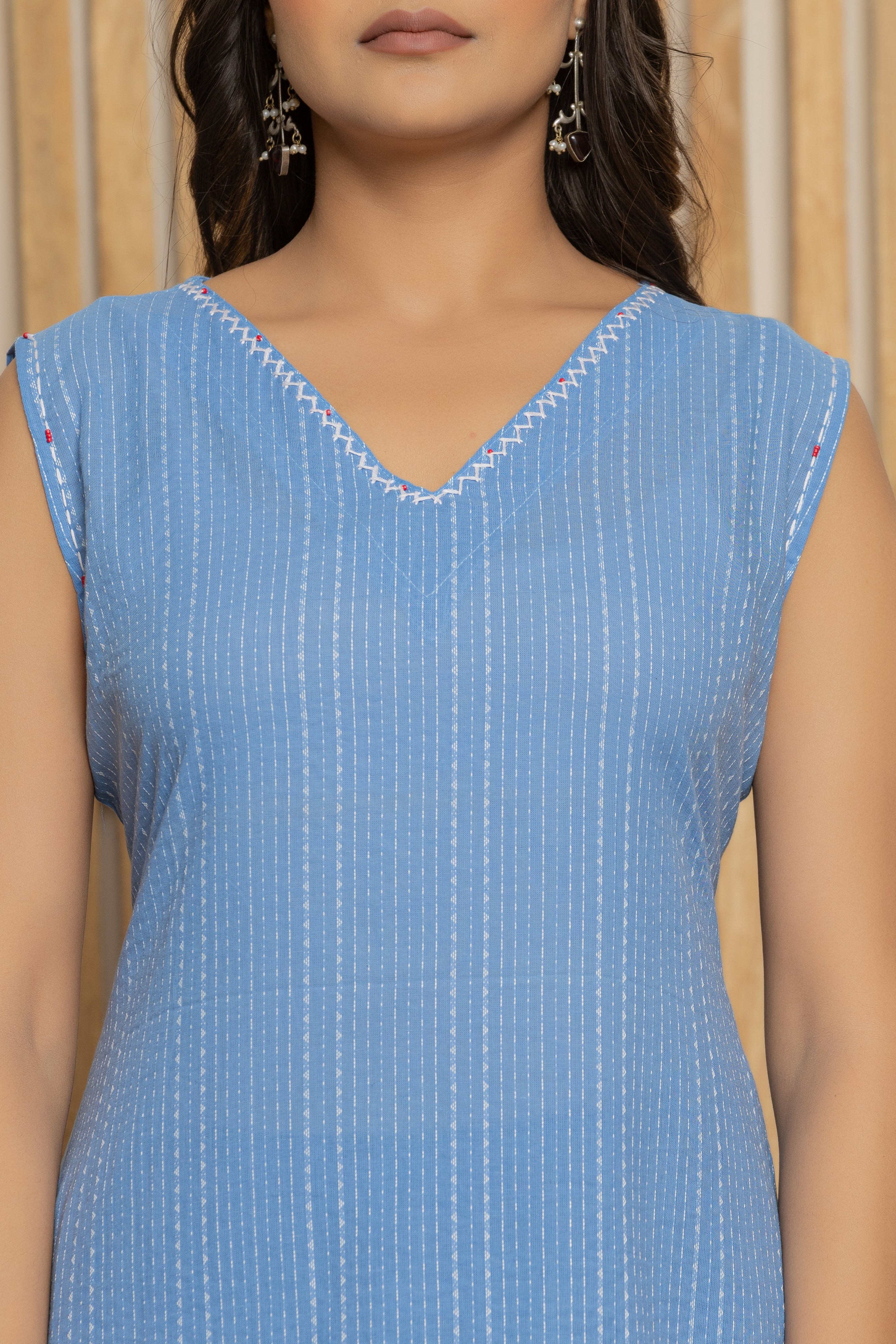 Blue Sleeveless Kurta Pant set
