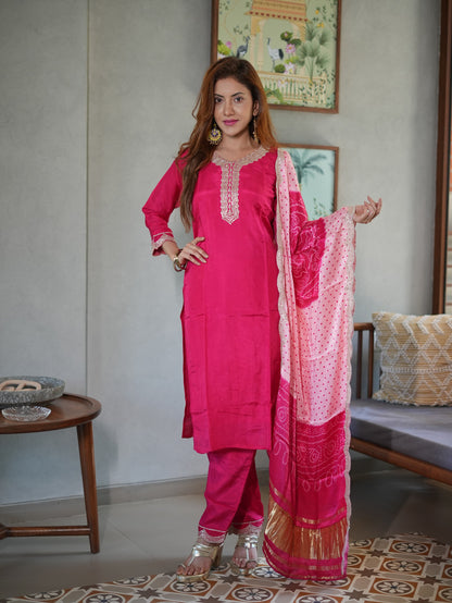 Rani Gajji Silk Dupatta Set