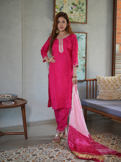 Rani Gajji Silk Dupatta Set