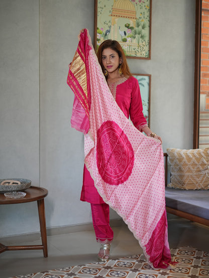 Rani Gajji Silk Dupatta Set