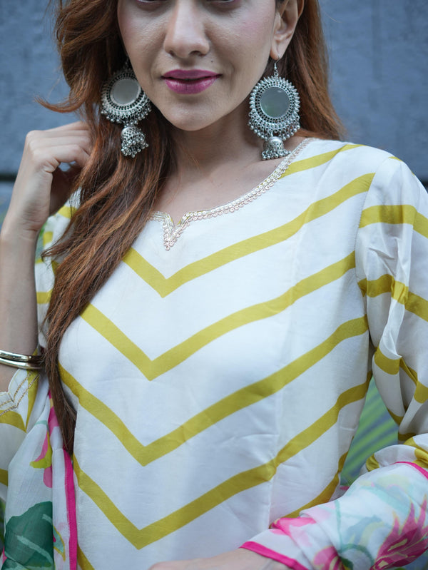 Off White Muslin Dupatta Set