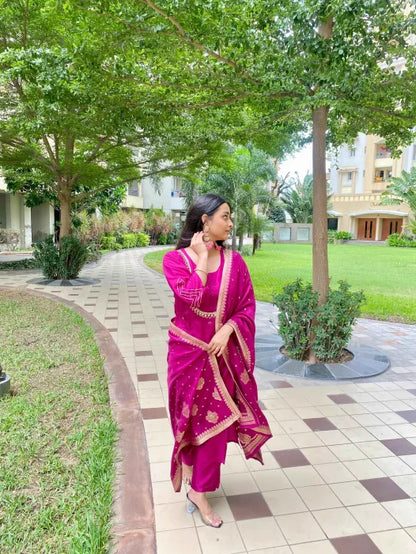 Purple Dola Silk Dupatta Set