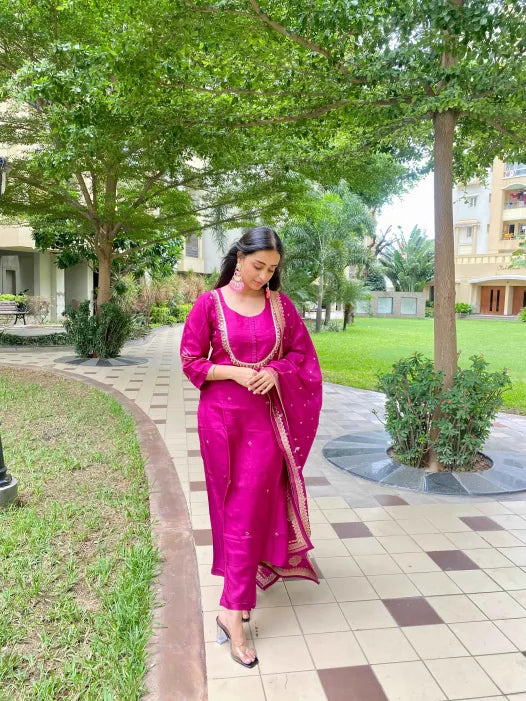 Purple Dola Silk Dupatta Set