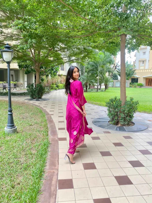 Purple Dola Silk Dupatta Set