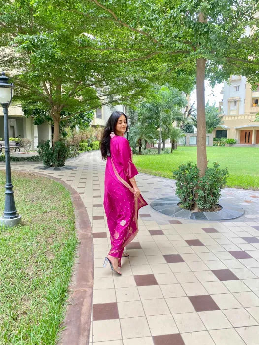 Purple Dola Silk Dupatta Set