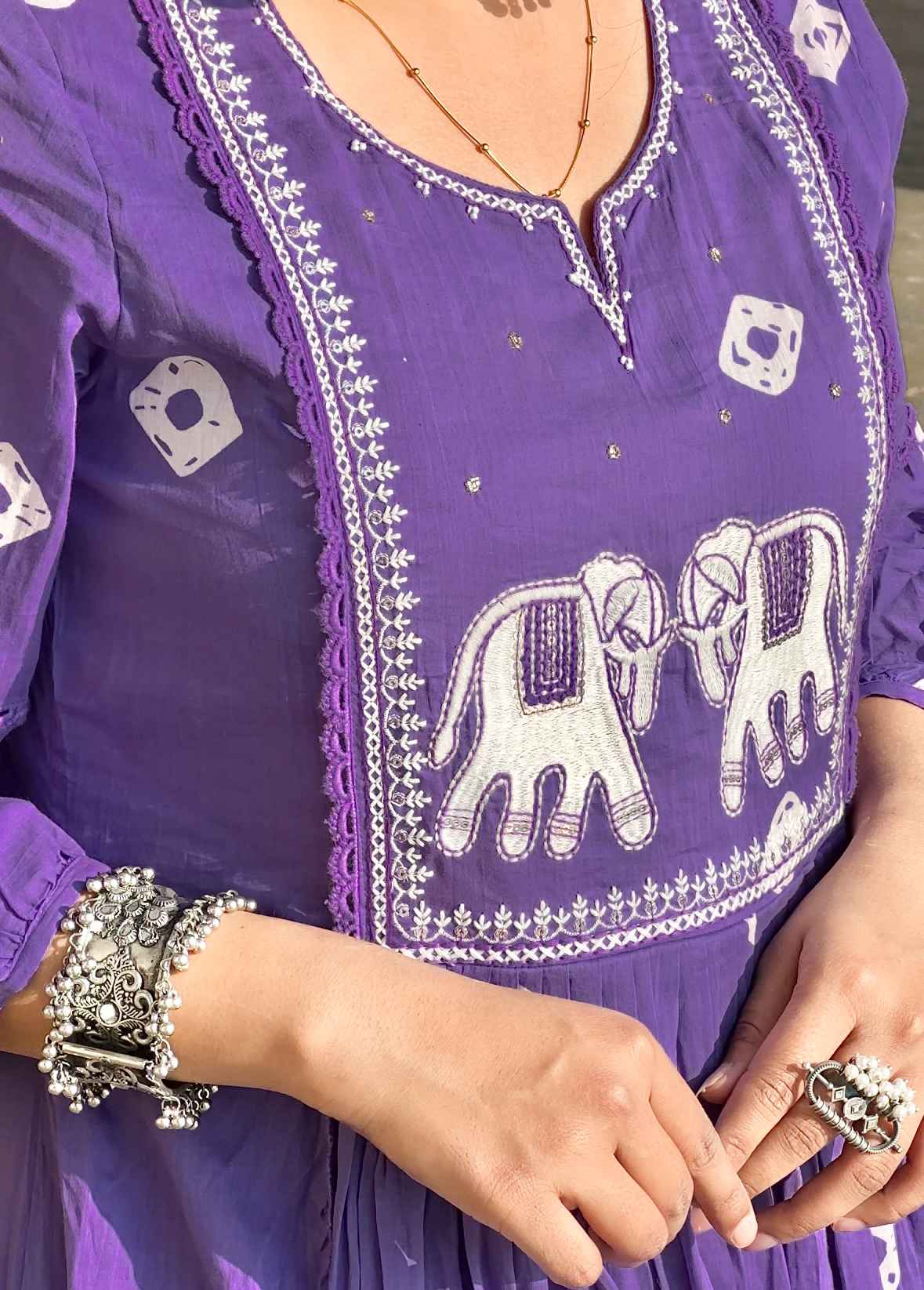 Purple Mul Cotton Dupatta set