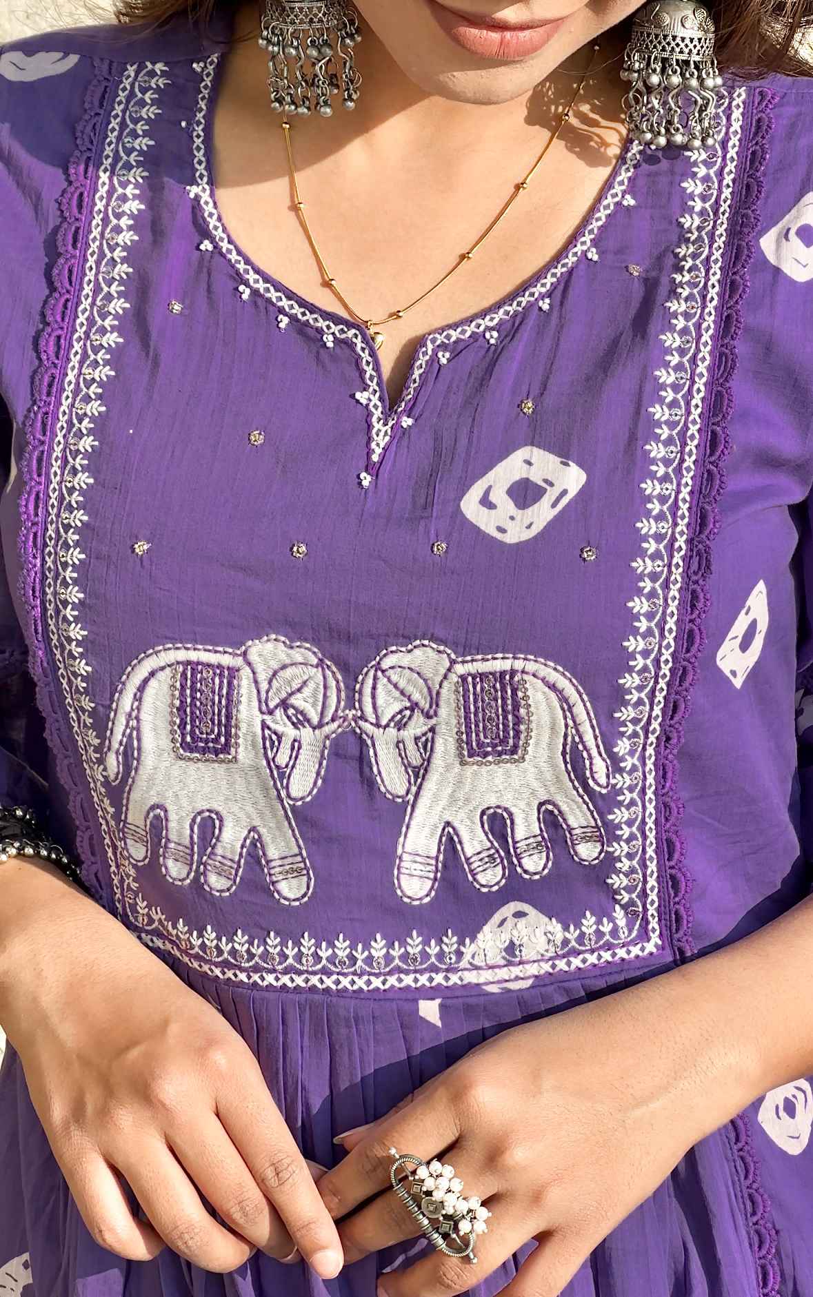 Purple Mul Cotton Dupatta set