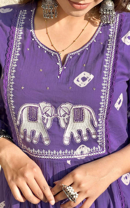 Purple Mul Cotton Dupatta set