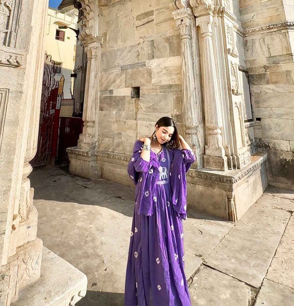 Purple Mul Cotton  Dupatta set