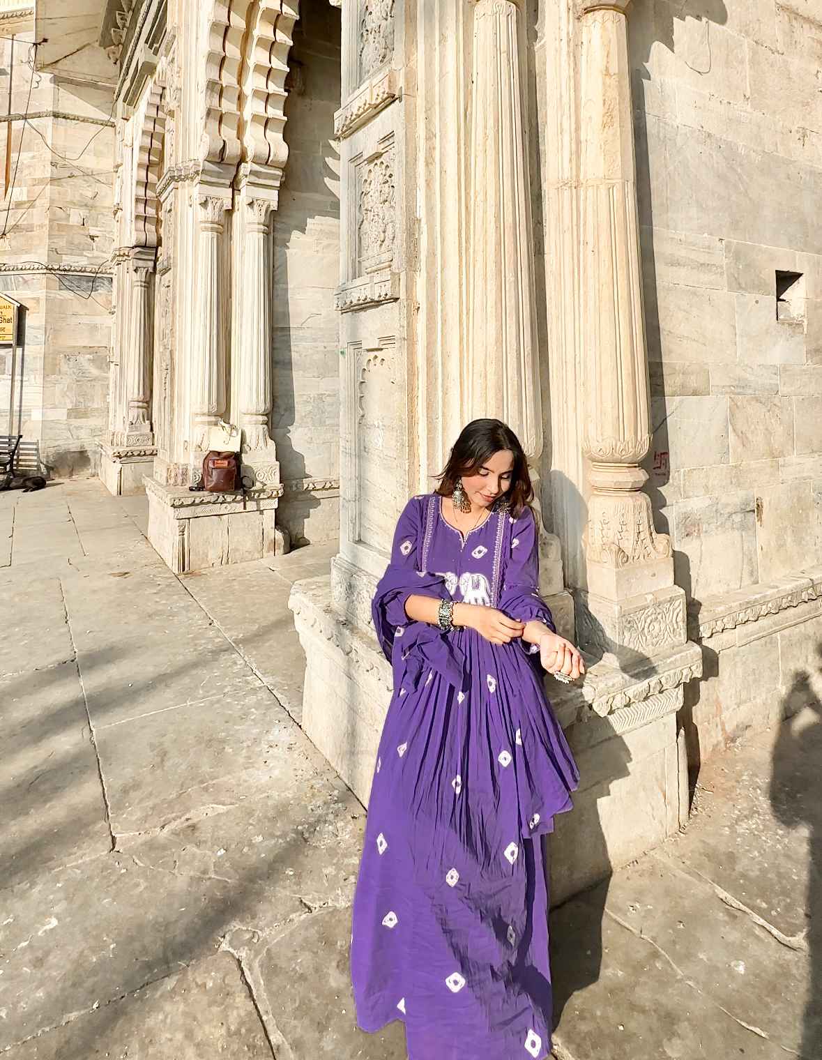 Purple Mul Cotton Dupatta set