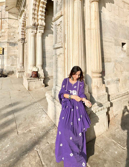 Purple Mul Cotton Dupatta set