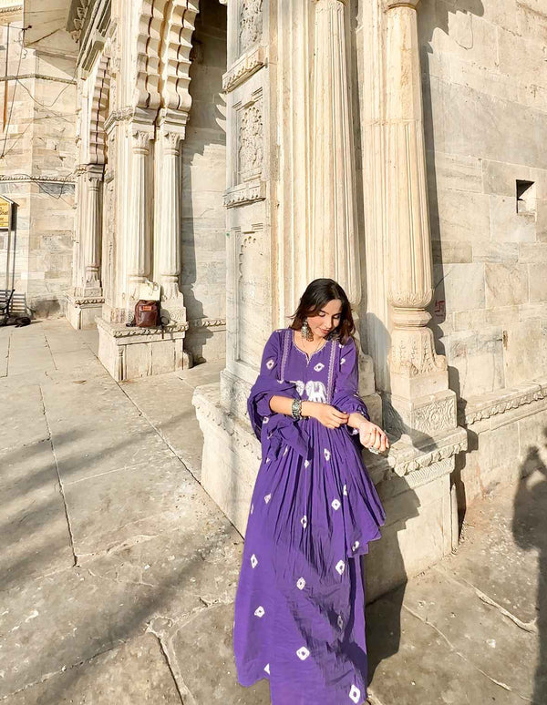 Purple Mul Cotton  Dupatta set