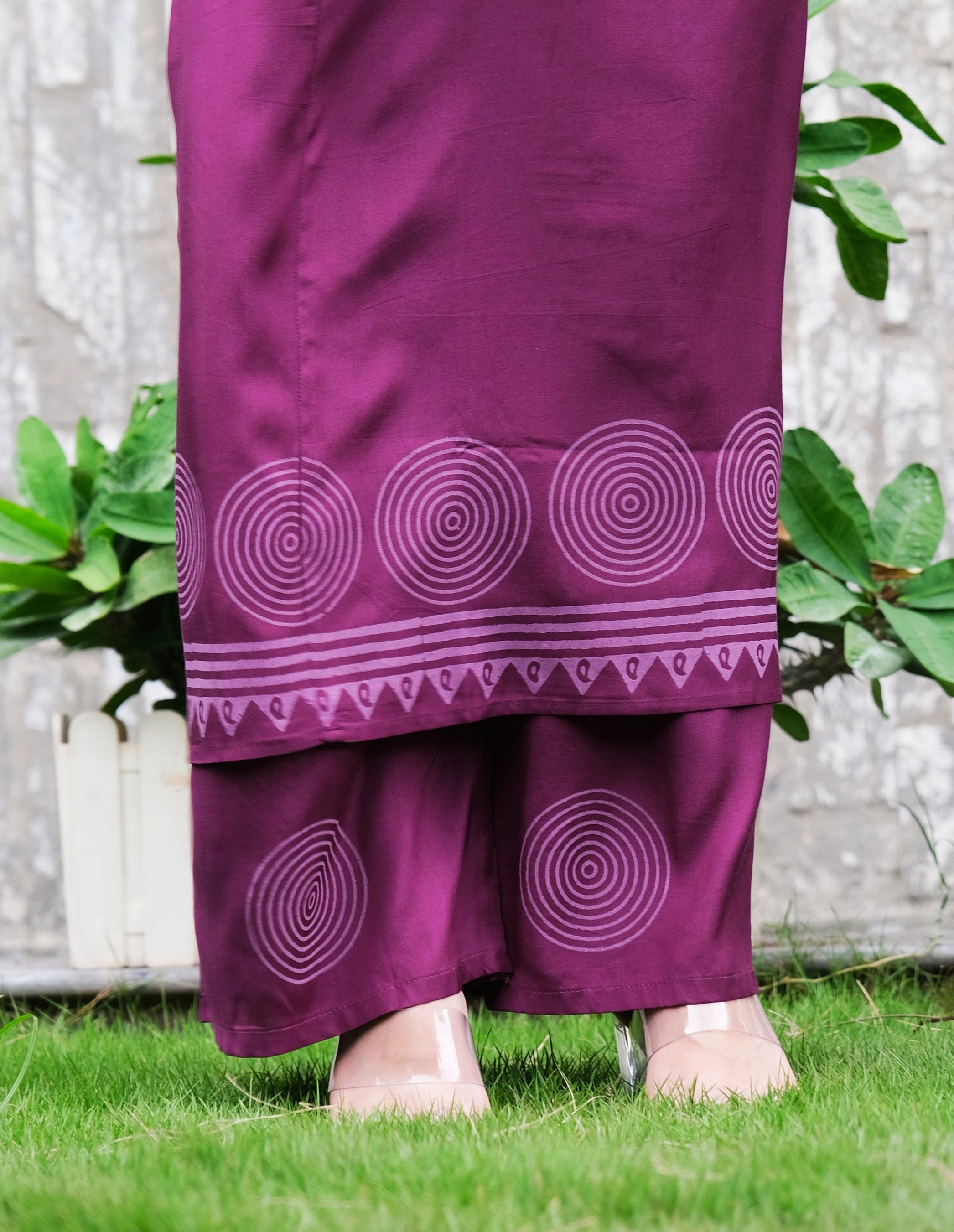 Purple Muslin Kurta Pant Set