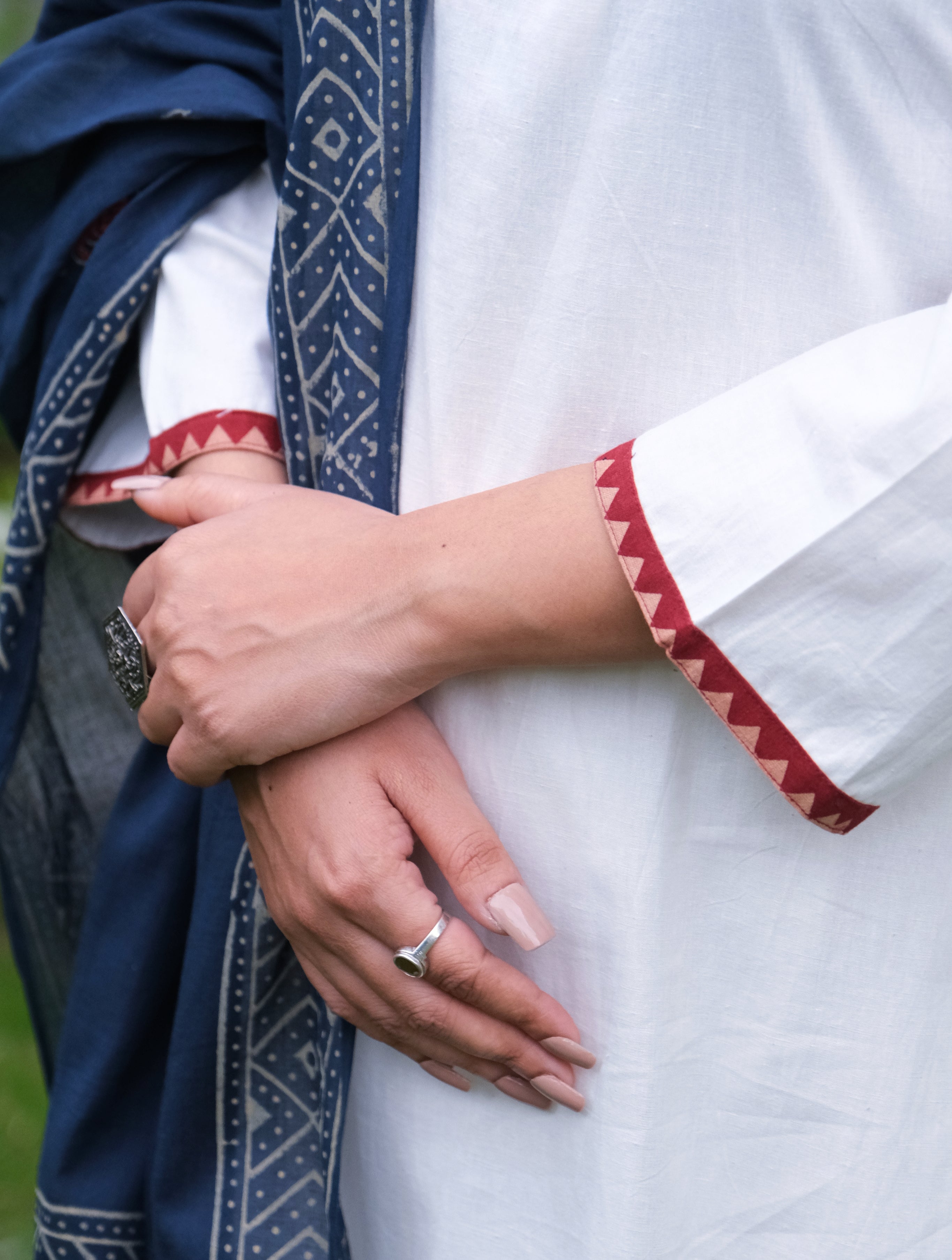 White cotton Kurta Pant with Dupatta