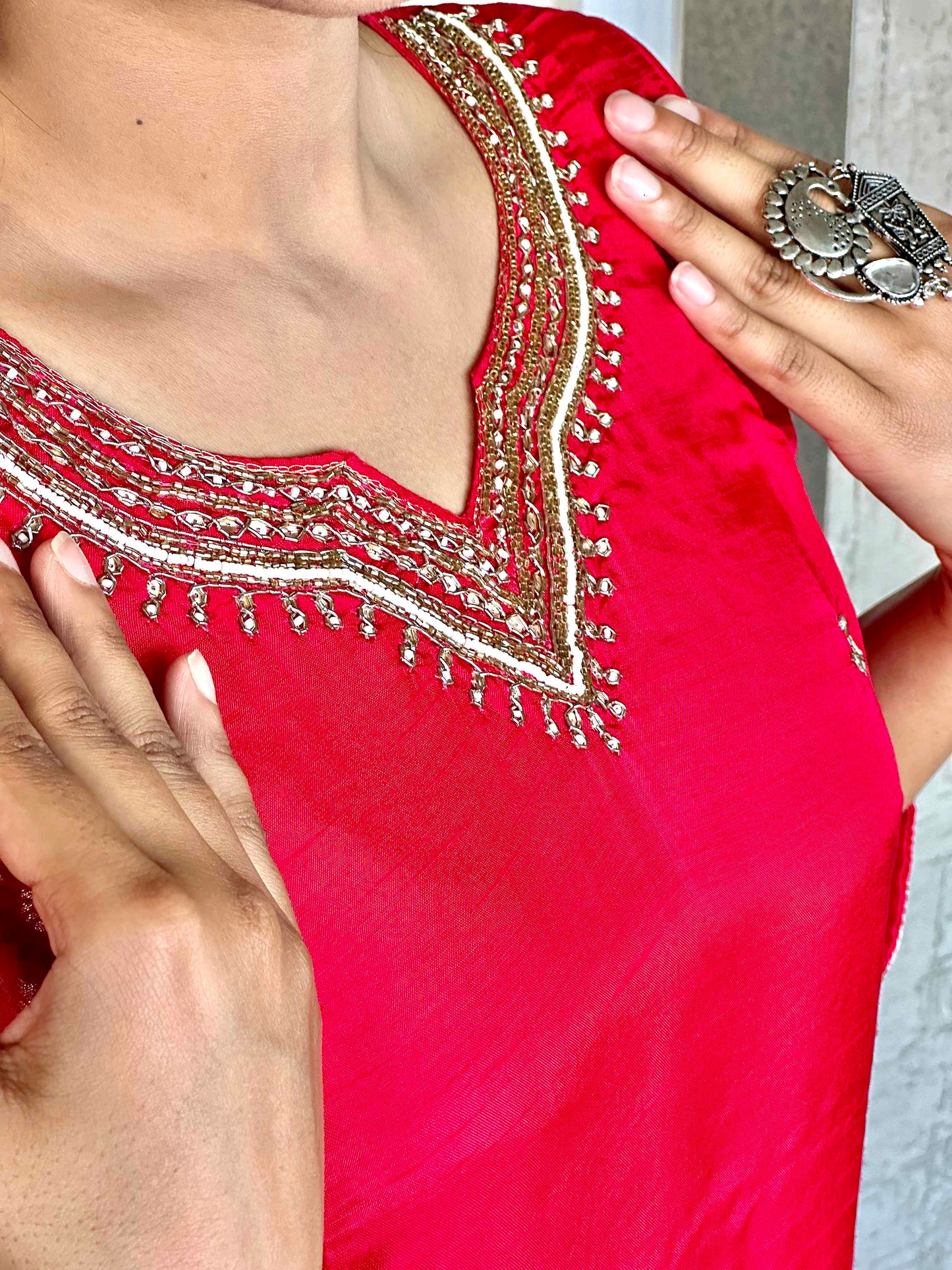 Red Dola Silk Dupatta set