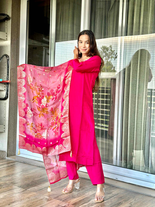 Rani Muslin Dupatta Set