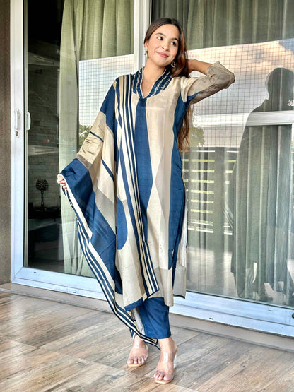 Blue Muslin Dupatta set