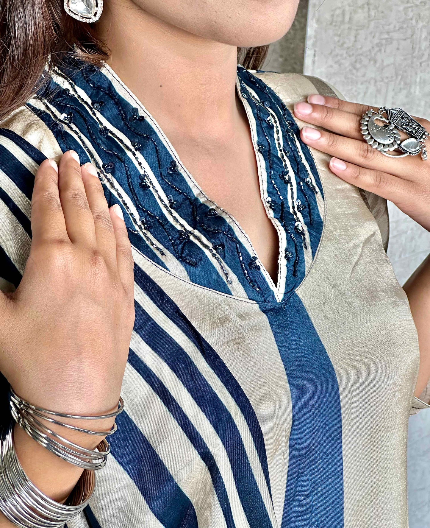 Blue Muslin Dupatta set