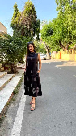 Black Gajji Silk Dress