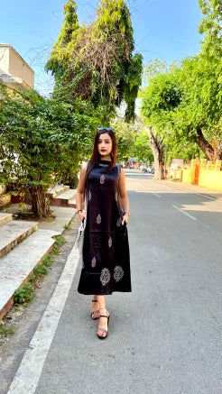 Black Gajji Silk Dress