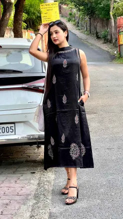 Black Gajji Silk Dress