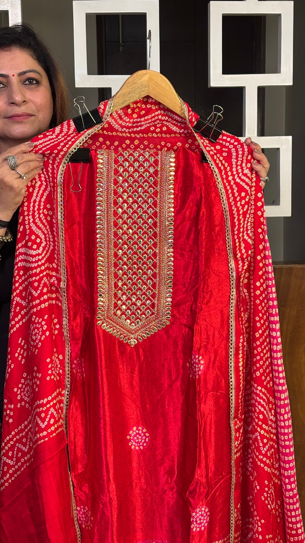 Red Gajji Silk Dupatta Set