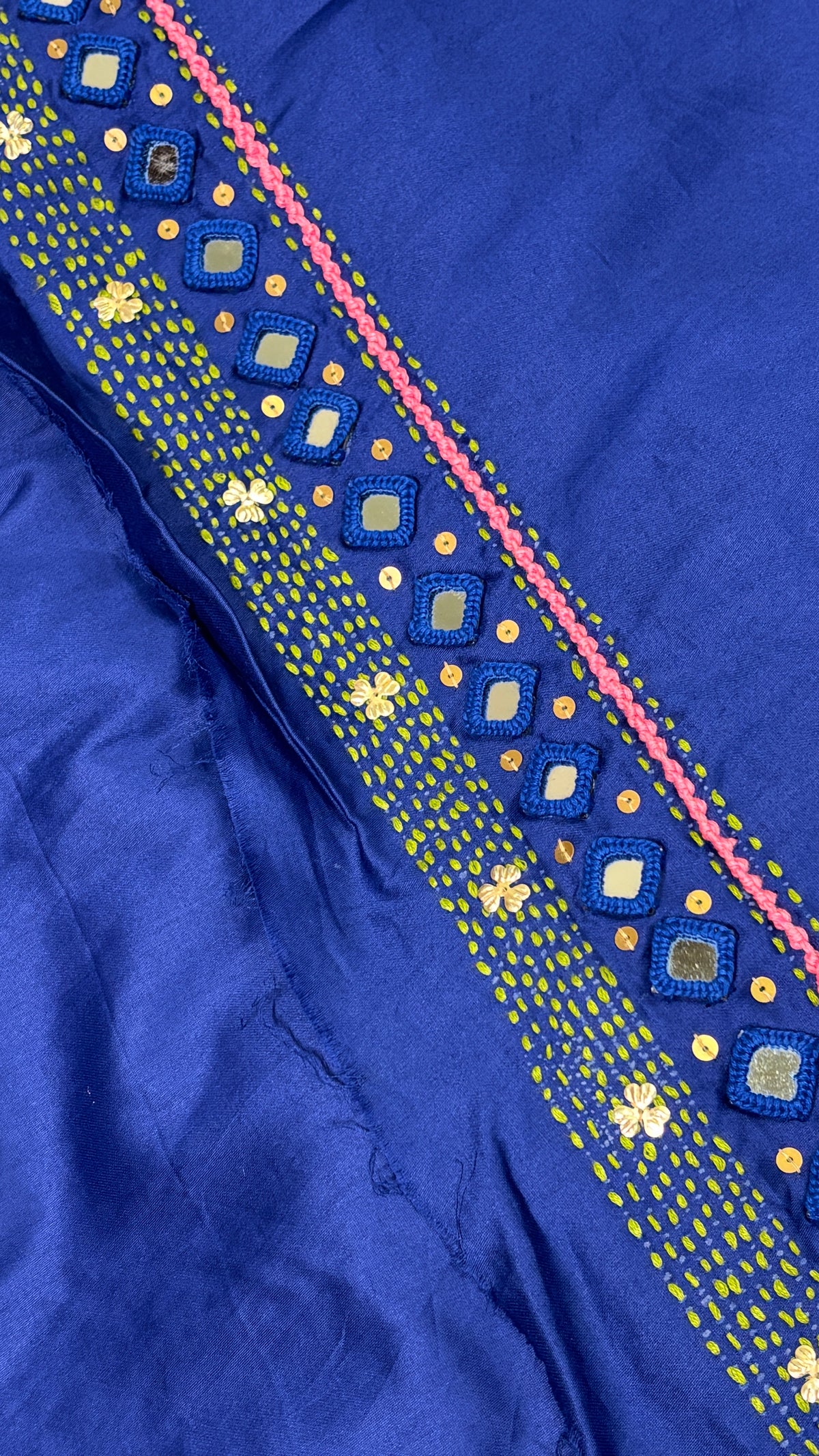 Blue Handmade Unstitched Kurta Pant Set