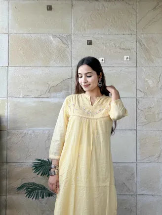 Lemon Yellow Kurta Pant set