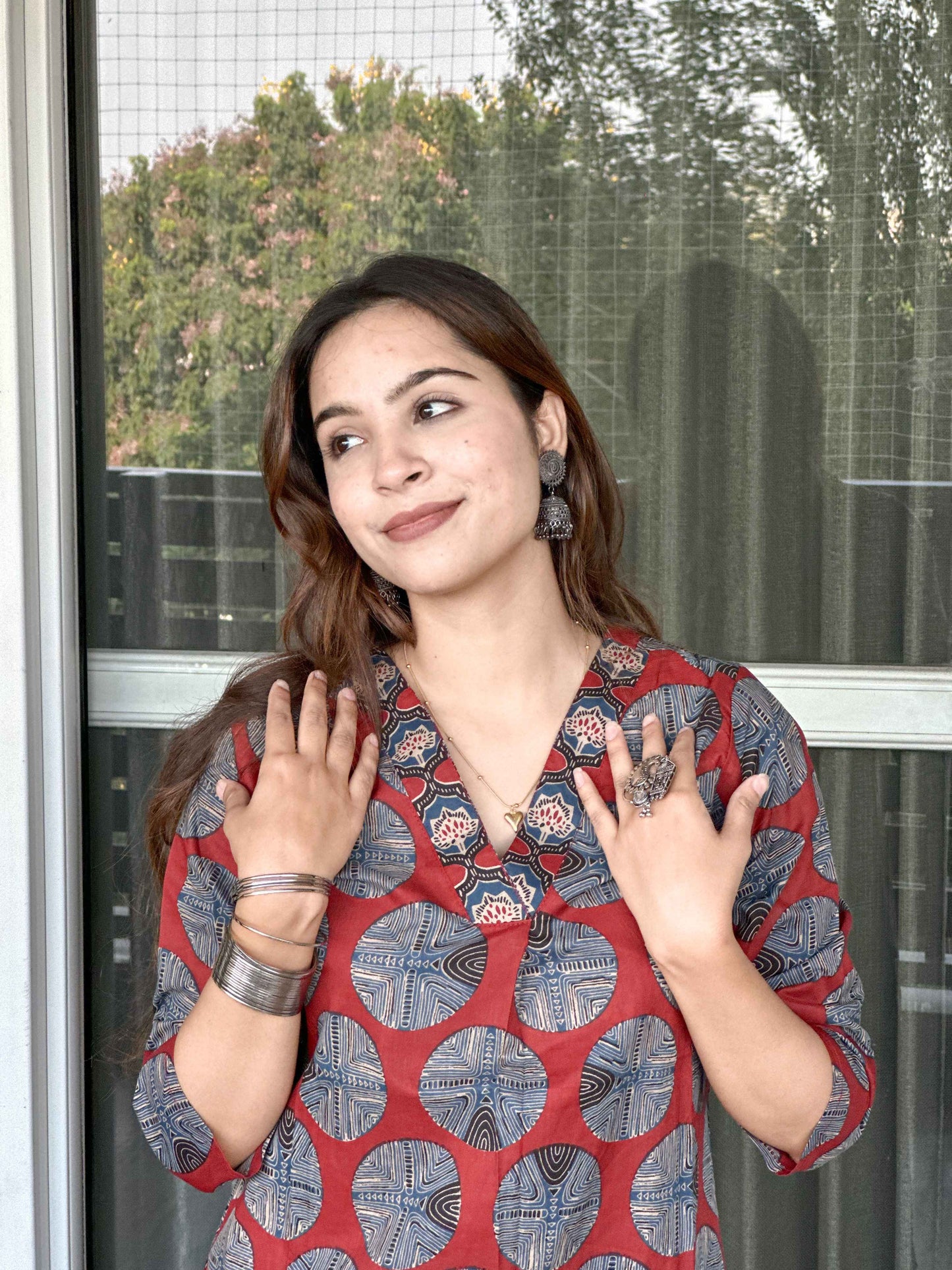 Brown Cotton Kurta Pant Set