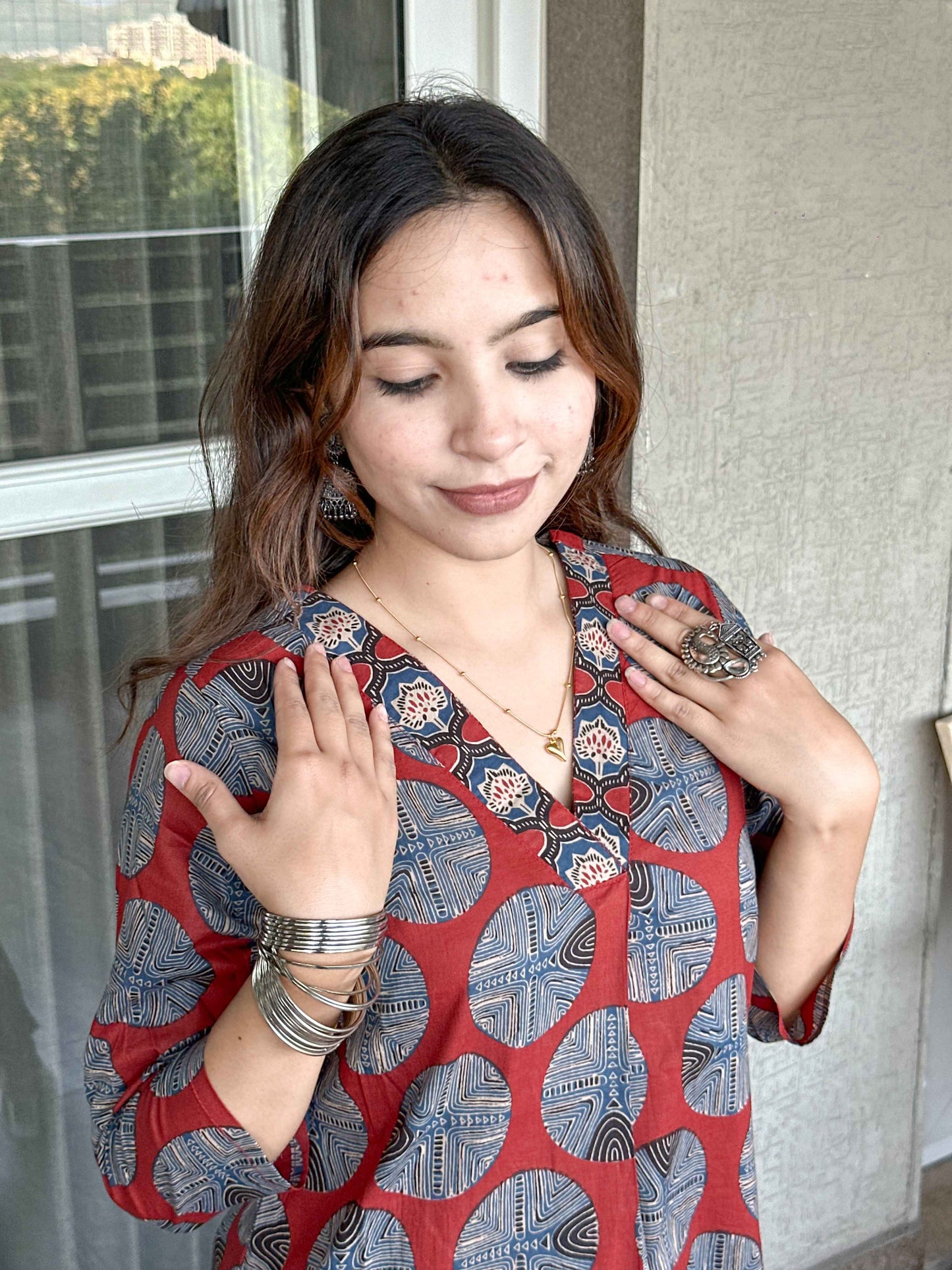 Brown Cotton Kurta Pant Set