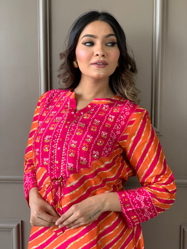 Rani-orange Russian silk co ord set