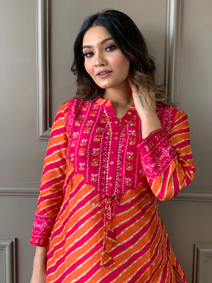 Rani-Orange Russian Silk Co ord Set