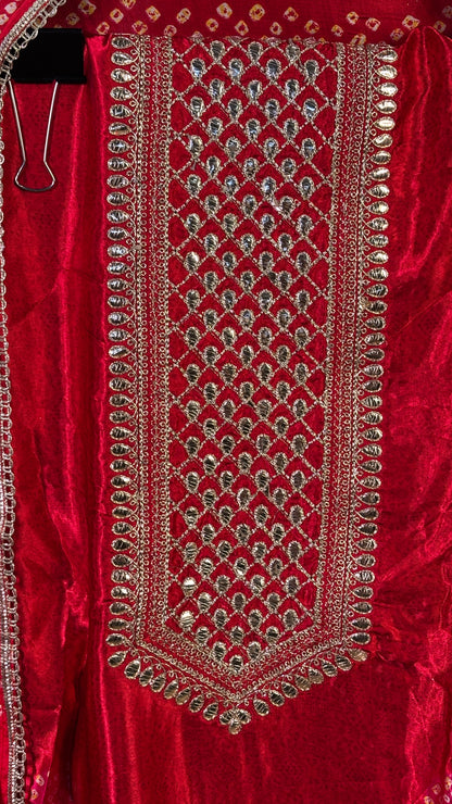 Red Gajji Silk Dupatta Set