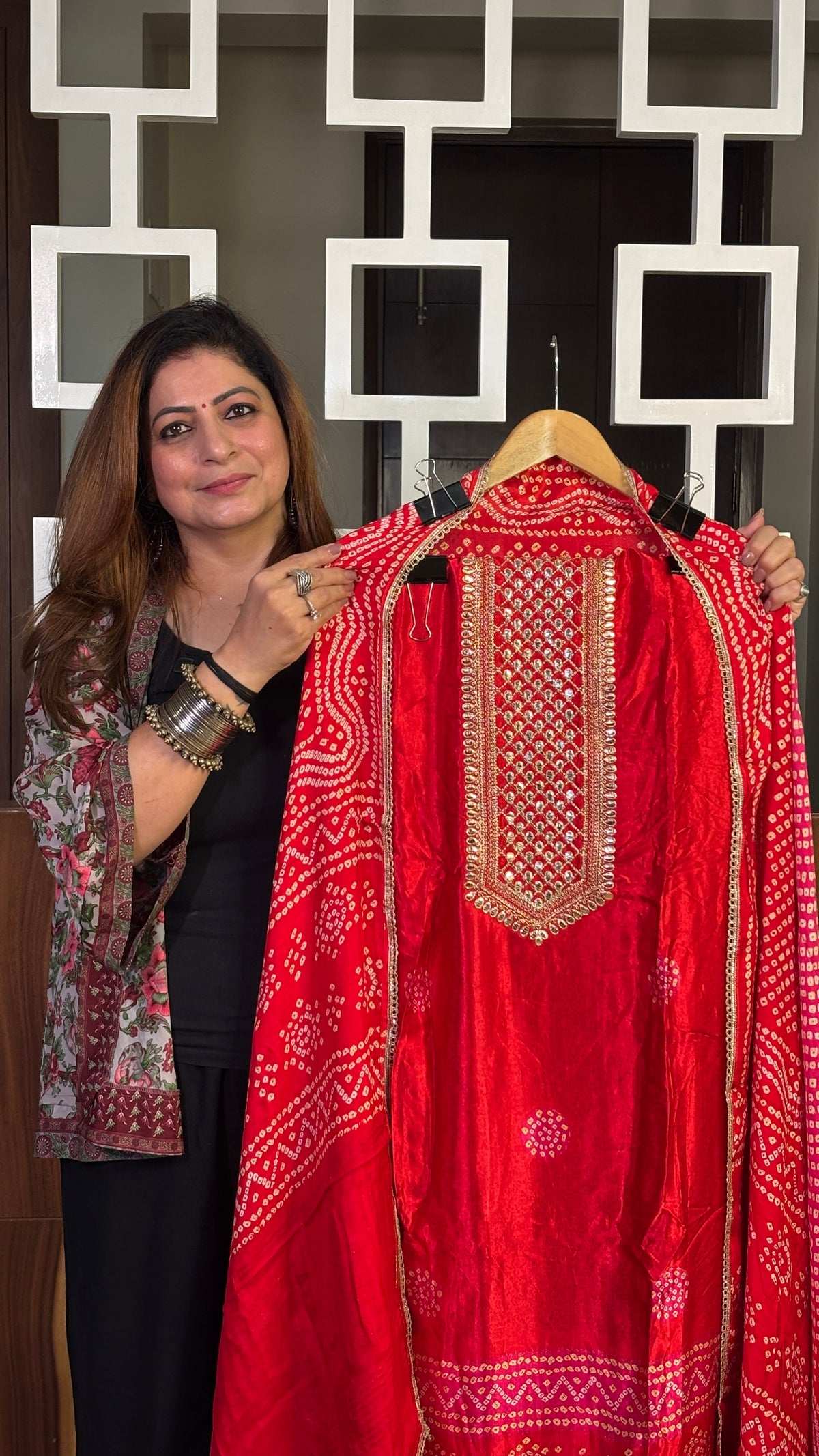 Red Gajji Silk Dupatta Set