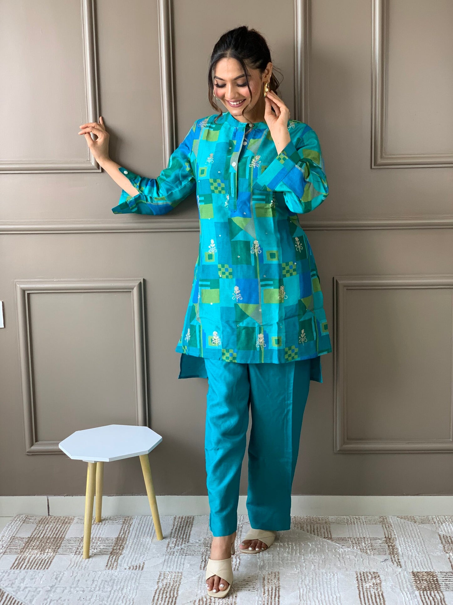 Blue Gotta Patti Silk co ord set