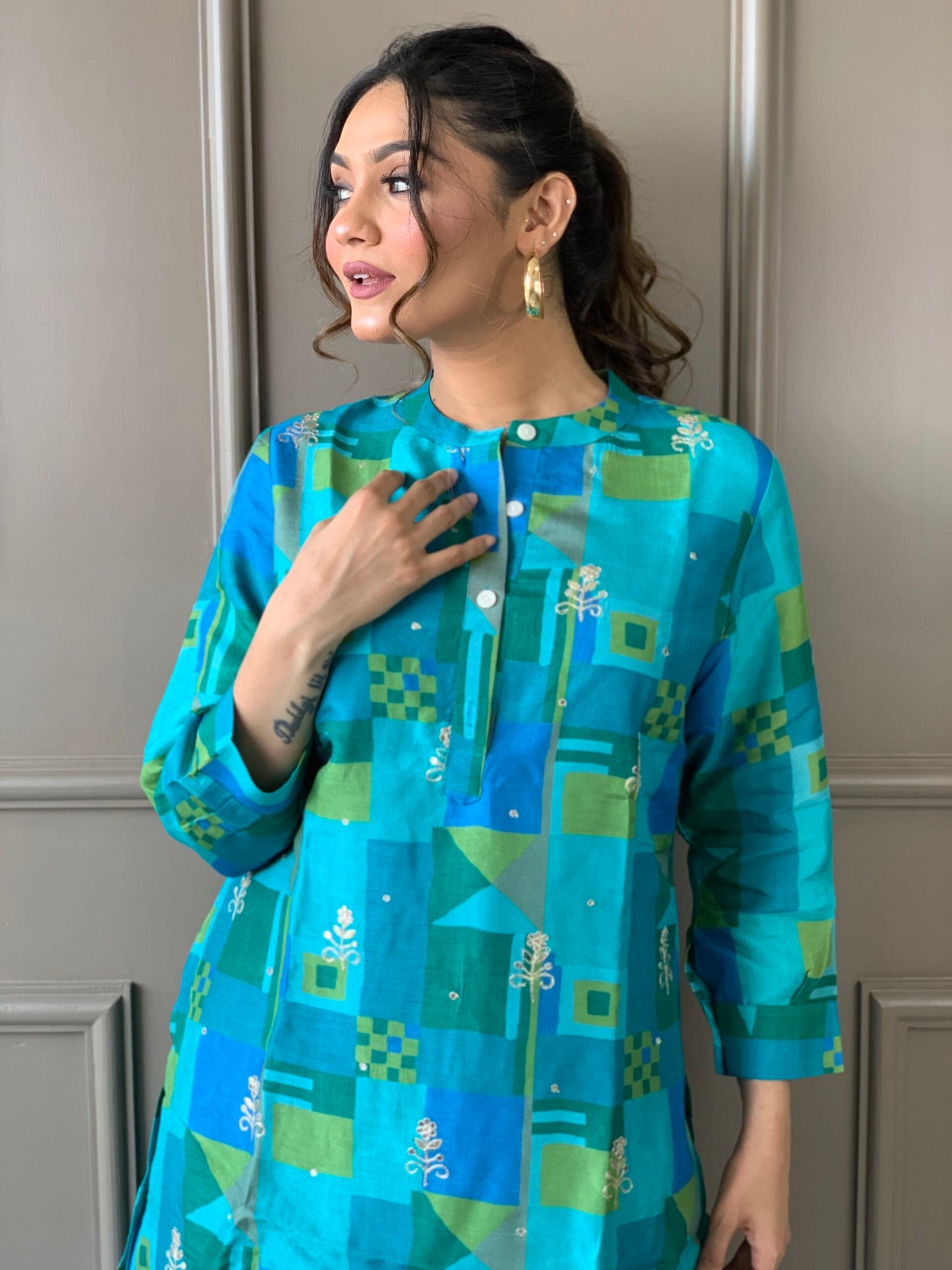 Blue Gotta Patti Silk co ord set