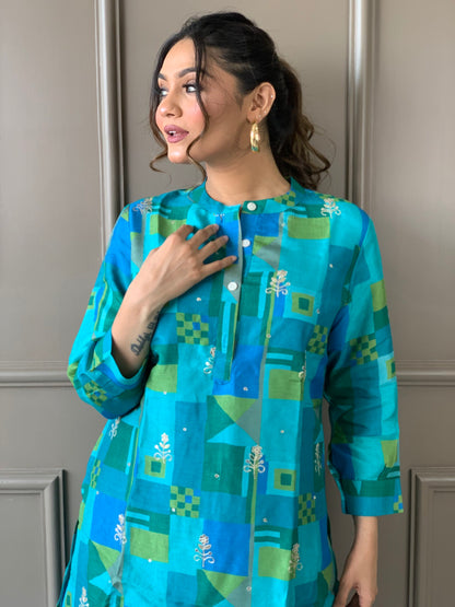 Blue Gotta Patti Silk co ord set