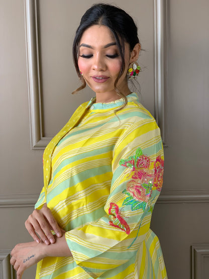 Lemon Yellow Silk Co Ord Set